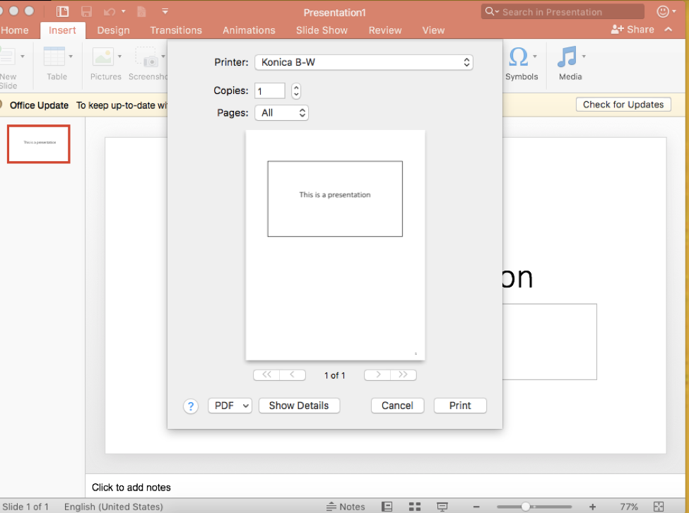 print powerpoint with lines for notes mac